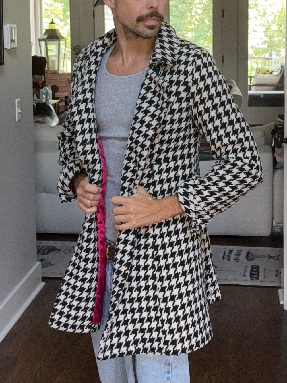 Wool Houndstooth Statement Coat 💗